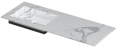 INK Post Wastafel Keramische Slab Envelop Bak Links Zonder Kraangat - 1200x450x10 mm - Statuario Glans