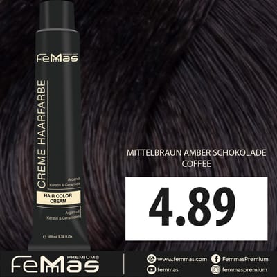 Femmas (4.89) - Haarverf - Chocolade Amber Middenbruin - 100ml