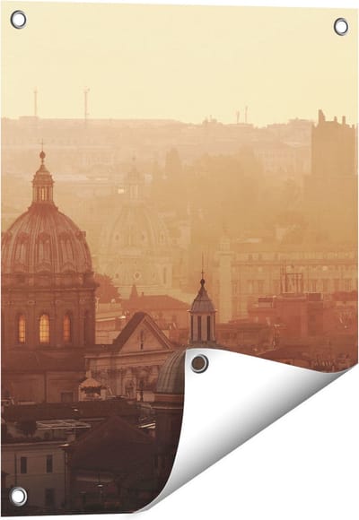 Gards Tuinposter Rome Stad bij Zonsopgang - 40x50 cm - Tuindoek - Tuindecoratie - Wanddecoratie buiten - Tuinschilderij