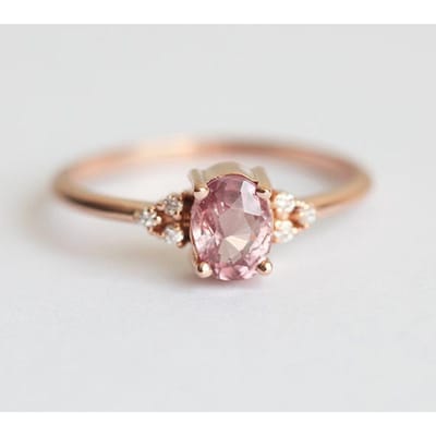 Huitan Trendy Damesring Rosegoudkleur Solitair Ovaal Zirkonia Speciale Trouwring Voor Dames Nieuwe Aankomst 7