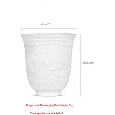 Tasse à thé en céramique de boutique, tasse de méditation, bol à thé en relief tridimensionnel fait à la main, accessoires pour service à thé chinois, tasse principale 140ml white