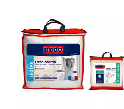 Vente-unique Pack DODO anti-transpirant dekbed 140x200cm + 1 hoofdkussens 60x60cm verkoelend effect