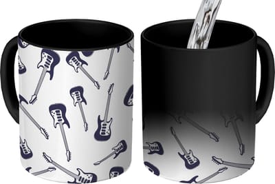 Magische Mok - Foto op Warmte Mokken - Koffiemok - Tiener - Gitaar - Muziek - Patronen - Magic Mok - Beker - 350 ML - Theemok
