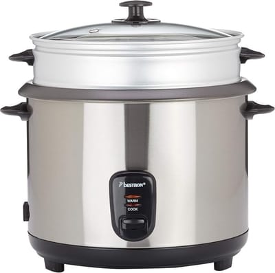 Luxe Elektrische Rijstkoker – Slimme Mechanische Slowcooker – Steam Basket – Warmhoudfunctie – 3 Lagen – 2,8L XL Design – 1000W - RVS