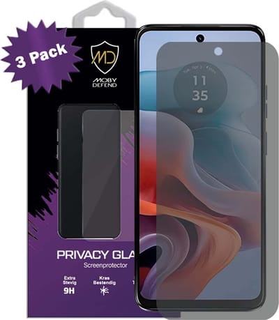 3-Pack MobyDefend Screenprotectors - Geschikt voor Motorola Moto G34 - HD Privacy Glass Screensavers
