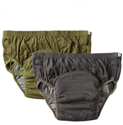 2-delige set wasbare volwassen incontinentiebroek – katoenen urinebeschermende onderbroek voor ouderen – antilek, comfortabele pull-up broek.Grijs + Legergroen-XL