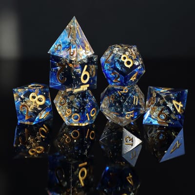 Thijox - DND dobbelstenen set 7 stuks D4 D6 D8 D10 D% D12 D20 polyedrisch handgemaakt kunsthars duurzame dobbelstenen voor Dungeons and Dragons, RPG,