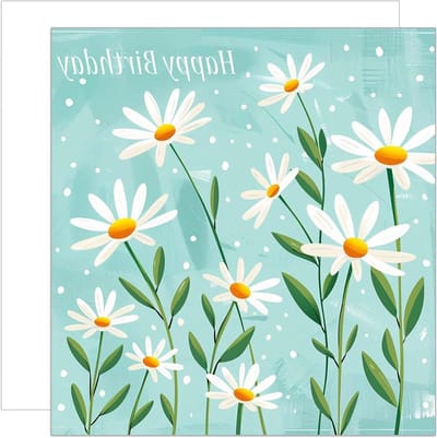 Vierkante Verjaardagskaart - Wenskaart Dubbel - Verjaardag Vieren - Luxe Bloemen Design - 14.5 cm x 14.5 cm - Neutraal
