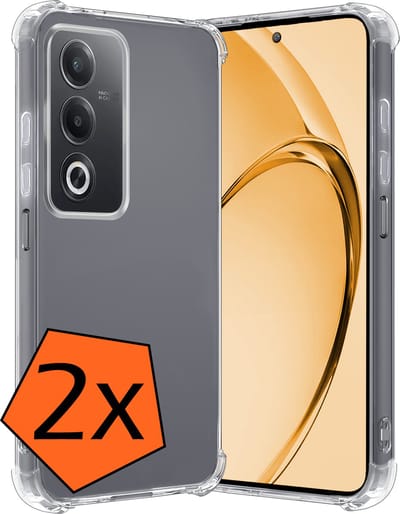 Hoes - 2 Stuks - Geschikt voor OPPO A80 - Sterk & Shockproof - Siliconen Case - Back Cover - Telefoon Hoesje Shock Proof - Transparant