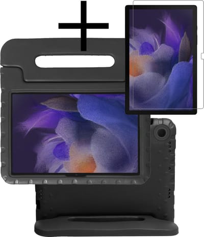 Hoes - Geschikt voor Samsung Galaxy Tab A8 - Met Screenprotector - Kinderhoes Shockproof Bumper - Kidsproof Case - Tablet Hoesje - Kinder Cover - Zwart