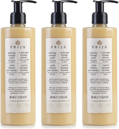 PRIJA - Ontspannende massagelotion met etherische olie van cipres, 3x 380 ml