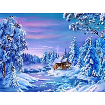 Peinture diamant 5D à faire soi-même, paysage d'hiver, arbre, broderie complète au point de croix 20X30CM gray