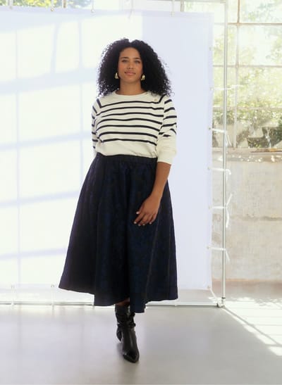 YEST CURVE Jozina Tops - Antique White/Navy - maat X-0(44)