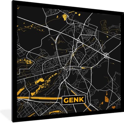 Fotolijst incl. Poster - Plattegrond - Enk - Goud - Kaart - Stadskaart - 40x40 cm - Posterlijst