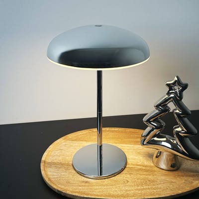 BRILONER Caxa – LED Tafellamp oplaadbaar – draadloos – IP44 buitenverlichting – dimbaar met touch – oplaadbare accu – zilver kleur– Ø19,5 x 30,5 cm