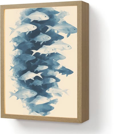 Wandlamp 30x40 cm - Oplaadbaar - Vissen - Minimalistisch - Blauw - Wandlampen binnen woonkamer - Slaapkamer lamp - Decoratieve nachtlamp - Vloerlamp draadloos