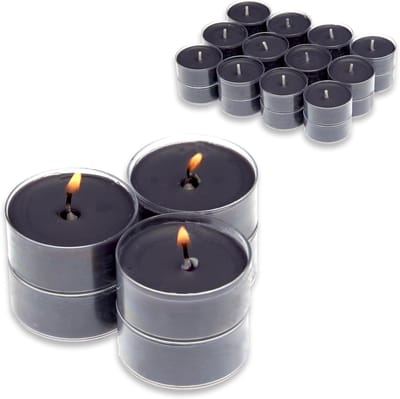 Thijox - Set van 24 Black Rose Geurtheelichtjes, Kunststof Hoes, 3,8 x 1,7 cm, 4 Uur Brandduur, Kruidige Geur, Perfect voor Feest, Tuin, en Thuis