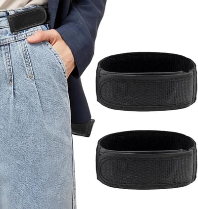 Riemen zonder gesp voor dames en heren, elastische stretchriem, onzichtbaar voor jeans, gespvrije broekband, zwart, verstelbare nylon accessoires voor reizen, 33 x 4 cm