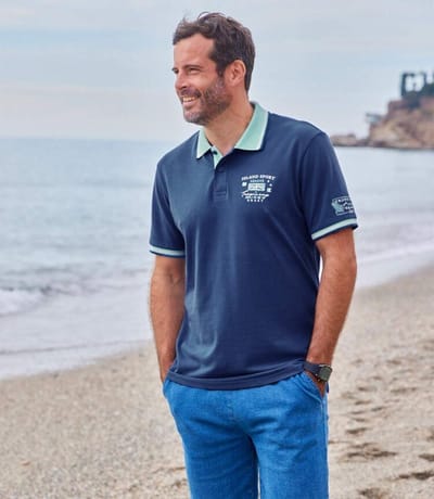 ATLAS FOR MEN - Set van 2 piquépolo’s Islands Sailing - Heren - Verkrijgbaar in grote maten - 5XL