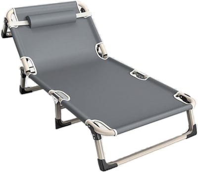 Campingbed Opvouwbaar - Kampeerbed Ondersteuningsbed - Buiten Ontspannen - 4-standen Verstelbaar - 200 kg - Grijs