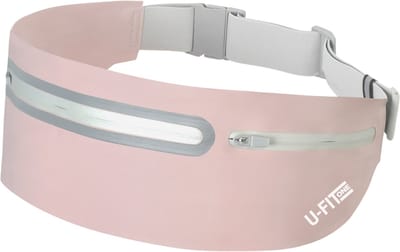 U Fit One Running Belt - Hardloopriem - Verstelbaar - Waterafstotend - Smartphone Houder - Reflectie Strip - 60 tot 116 cm - Licht Roze