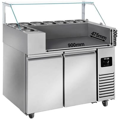 GGM Gastro Zubereitungstisch - 1210mm - 2 Türen - für 9x GN 1/6 Zilver