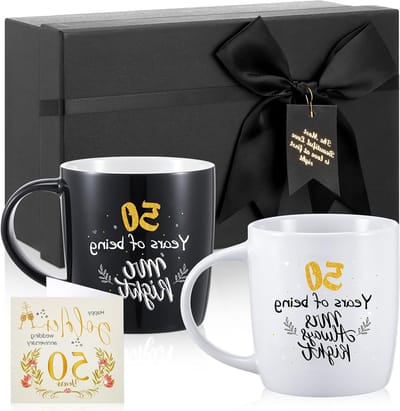Keramische Geiserailie Koppels 2 Stuks 380ml - Grappige Kerstcadeaus voor Bruiloft, Verloving en Jubileum met Luxe Cadeauboxen