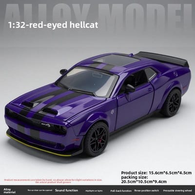 Simulatie 1/32 Schaal Dodge Charger Hellcat Legering Auto Model Met Geluid Licht Verzameling Speelgoed Voertuig Metaal Minatuur Voiture