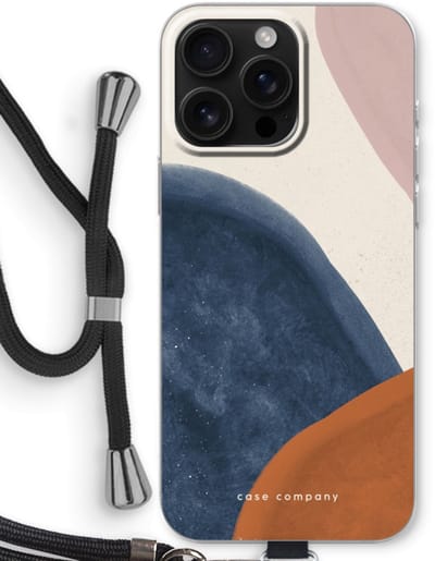 Case Company® - Hoesje met koord geschikt voor iPhone 16 Pro Max hoesje met Koord - Geo #1 - Telefoonhoesje met Zwart Koord - Bescherming aan alle Kanten en Over de Schermrand