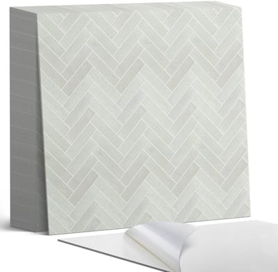 Coloray Plaktegels - Visgraatpatroon Zelfklevende Tegels - 20 cm x 20 cm - Grijs Plaktegels - 20 stuks - Vierkant PVC Tegels - Plaktegels Badkamer - Plaktegels Vloer - Vinyl Tegels - Wandtegel Zelfklevend