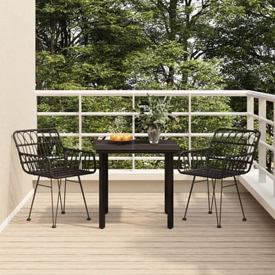 vidaXL - 3-delige - Tuinset - poly - rattan - zwart