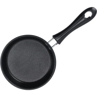 Mini Koekenpan Roestvrij Staal Anti-aanbak Inductiepan Rond Ontbijt Kleine Frituur Eierpan met Lange Steel 12cm Blue black