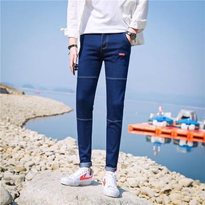 WTEMPO Jeans pour Homme Été Section Fine Couleur Unie Stretch Slim Jeans Pantalon Droit Simple Décontracté Polyvalent Pantalon pour Homme 34