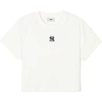 T-shirt à manches courtes MLB New York Yankees avec petit logo Unisexe Ivoire 3FTSB0443-50IVS S white