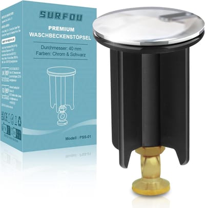 In hoogte verstelbare wastafelstop 40 mm chroom afvoerstop met overloop en pop-up afvoerventiel
