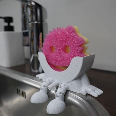 Scrub daddy schoonmaakspons houder funny met wateruitloop – Marmerlook – sponshouder – grootsteen organizer