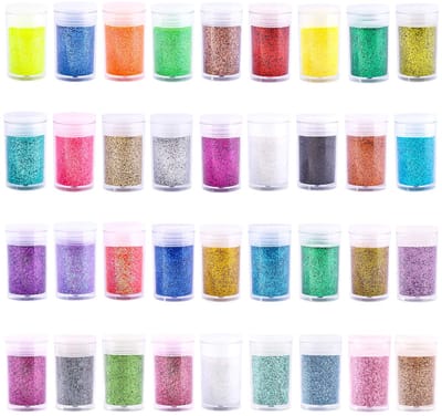Extra fijne glitter, set van 36 kleuren, nail art, cosmetische glitter, kunsthars, knutselen, losse glitter poedershaker voor gezicht, lichaam, haar, ooglipgloss make-up, slijm en tumbler maken