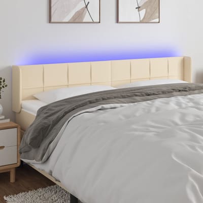 vidaXL - Hoofdbord - LED - 163x16x78/88 - cm - stof - crèmekleurig