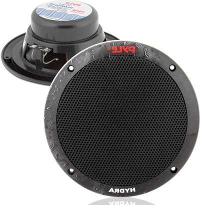 Waterproof Speaker - Marine Speaker - Outdoor Audio - Dual Cone Design - 6.5 Inch - Black