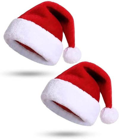 2 Pack Santa Hoeden Xmas hoeden Kerst Hoeden voor Volwassen Deluxe Kerstman Hoed voor Kerstfeest, One Size voor Volwassenen en Kinderen
