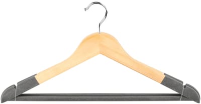 Urban Living Kledinghangers Nordic - grijs - 2x stuks - hout - garderobe hangers