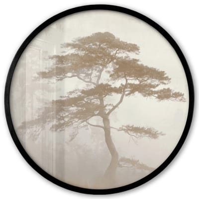 Poster in lijst Rond - Fotolijst 40x40 cm - Posters - Boom - Oosterse stijl - Landschap - Ronde posterlijst zwart - Decoratie - Wanddecoratie woonkamer - Muurdecoratie slaapkamer