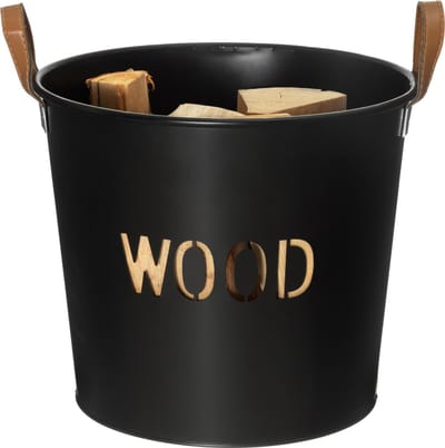 Mustang Brandhout emmer - Opbergemmer - Hout opslag - Brandhout emmer - 35,5 x 35,5 x 31 cm