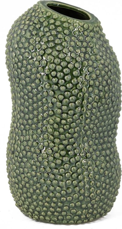 Aardewerk pickle vaas groen - groene vaas met stippen - 17,5x17,5x33,5cm