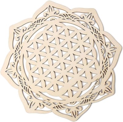 Heilige Geometrie Wanddecoratie Hout Levensbloem 28 cm Spiritueel Symbool voor Yoga en Meditatie