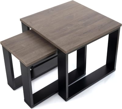 SP® Salontafel - Maximaal Gewicht 50kg - Salontafels - Salontafel Industrieel - Zwart en Bruin - 50cm x 50cm x 42cm