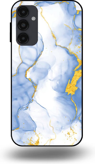 Smartphonica Telefoonhoesje Geschikt voor Samsung Galaxy A34 5G met Lichtblauw Goud Marmer Opdruk - TPU Backcover Case Lightblue Gold Marble Design geschikt voor Samsung Galaxy A34 5G