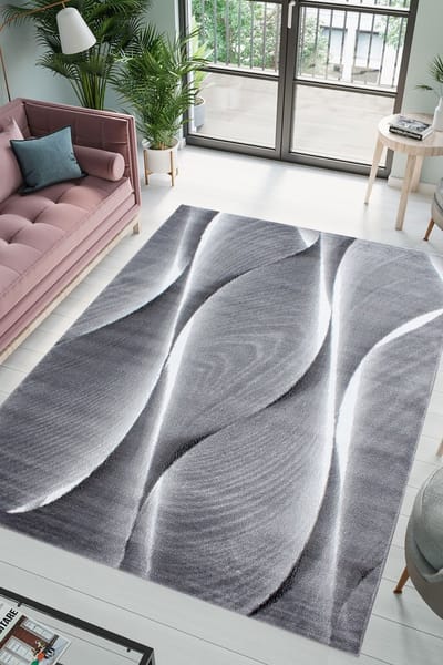 Flycarpets Jaden Modern Vloerkleed - Grijs / Creme - 80x300 cm - Laagpolig Tapijt Woonkamer