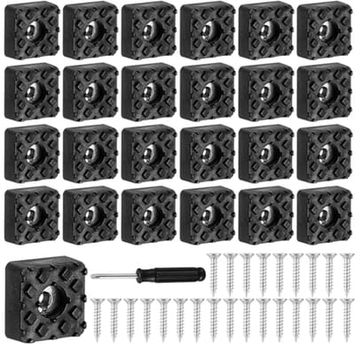 SnelShoppen - 25Pcs Vierkante Rubber Voetjes voor Tuinmeubels, Antislip Schroef Rubber Meubelpoten, Vloerbeschermers voor Tafel en Stoel (22x22mm)