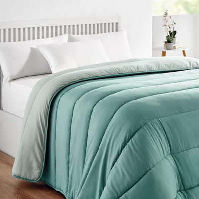 Famanu - Omkeerbaar dekbed 240 x 220 cm, 300 g/m², warm en ademend, tweekleurig – Groen